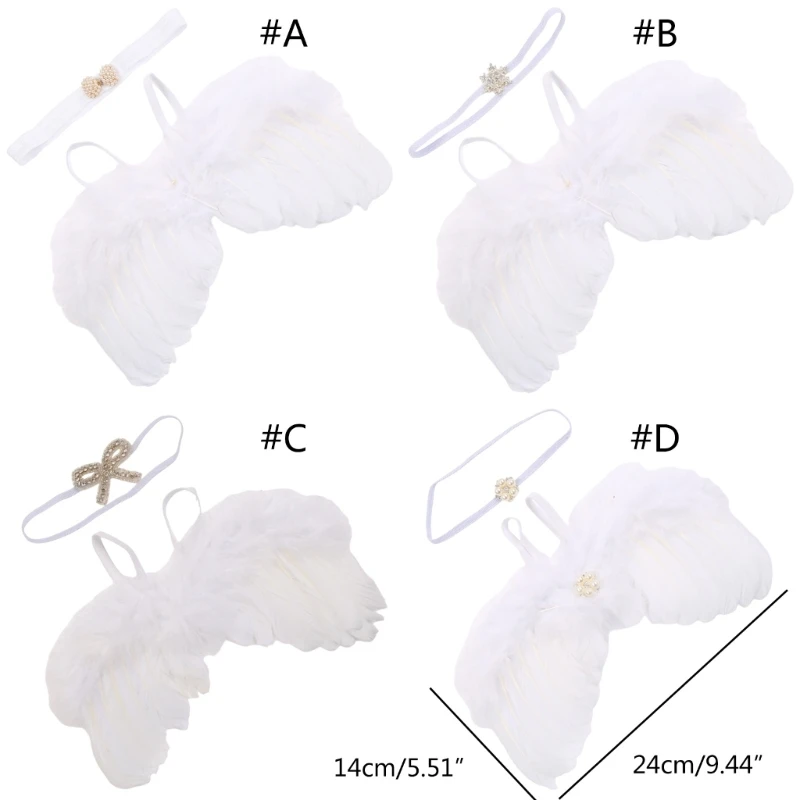 Мягкий комплект с крылышками и повязкой на голову для новорожденного ангела
