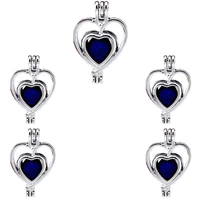 10pcs fashion charm silver heart pearl cage locket aromatherapy diffuser pendant necklace bracelet diy jewelry making bulk
