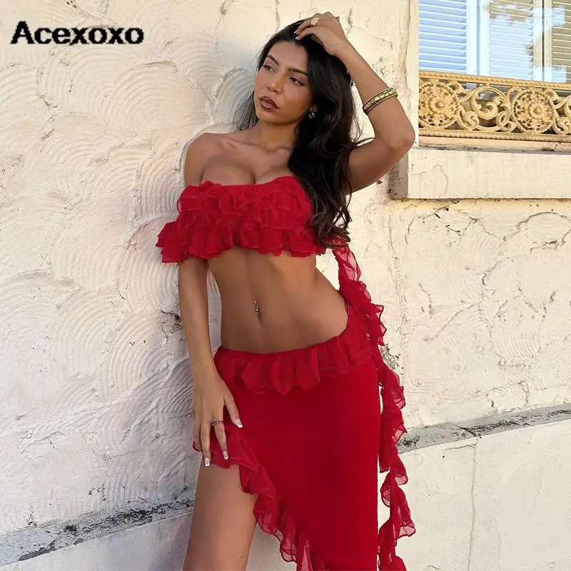 

European and American women's dress 2023 spring new sexy strapless irregular bust dress women