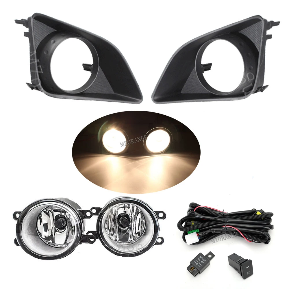 

Светодиодные противотуманные фары для Toyota Corolla 2007-2010, противотуманная фара, хромированная крышка противотуманной фары, рамка, кабели, переключатель фар, аксессуары H11