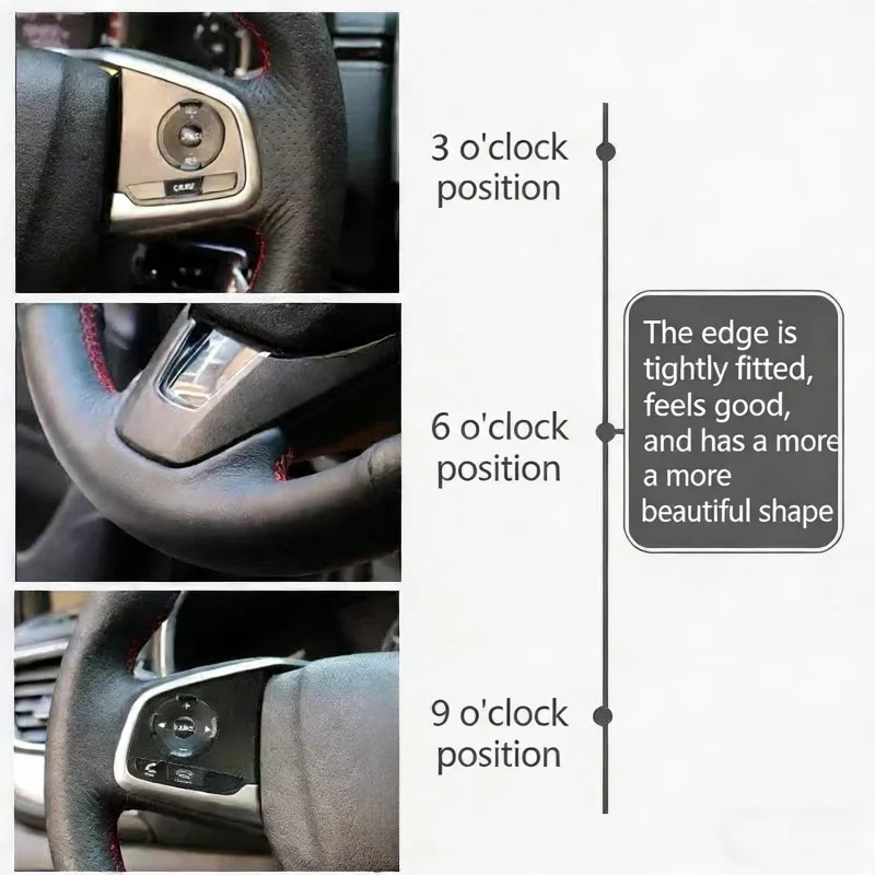 Фото Накладка на руль из кожи с противоскользящим покрытием для Ford Focus, Kuga 2015-2018, Escape 2016-2019, C-MAX, Ecosport 2018-2019, 3 шт. №5