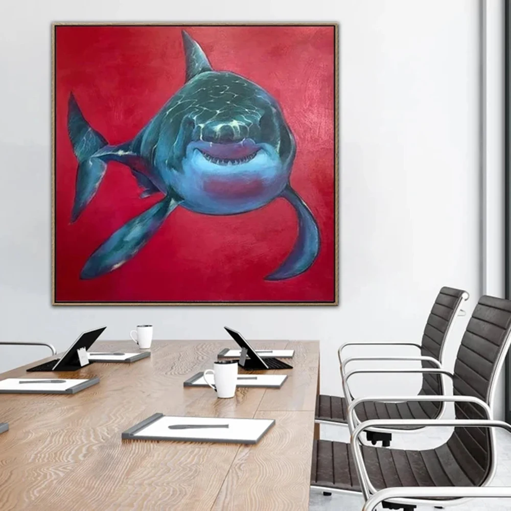 

Original Shark Painting Modern Shark Painting Figurative Contemporary Shark Artwork for Aesthetic Room Wall Decor