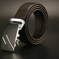 brown belt men texture parallel bars automatic buckle splay tail new trend edging soft leather lychee pattern italian mens belt