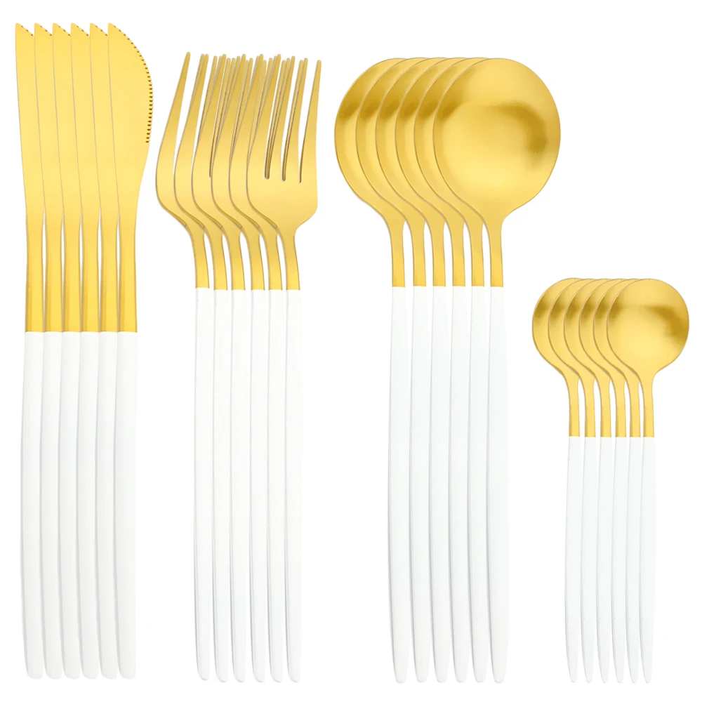 

AJOYOUS 24pcs Luxury Cutlery Set Knife Fork Spoon Dinnerware Set Silverware Stainless Steel Cutlery Set Dishwasher Safe Utensils