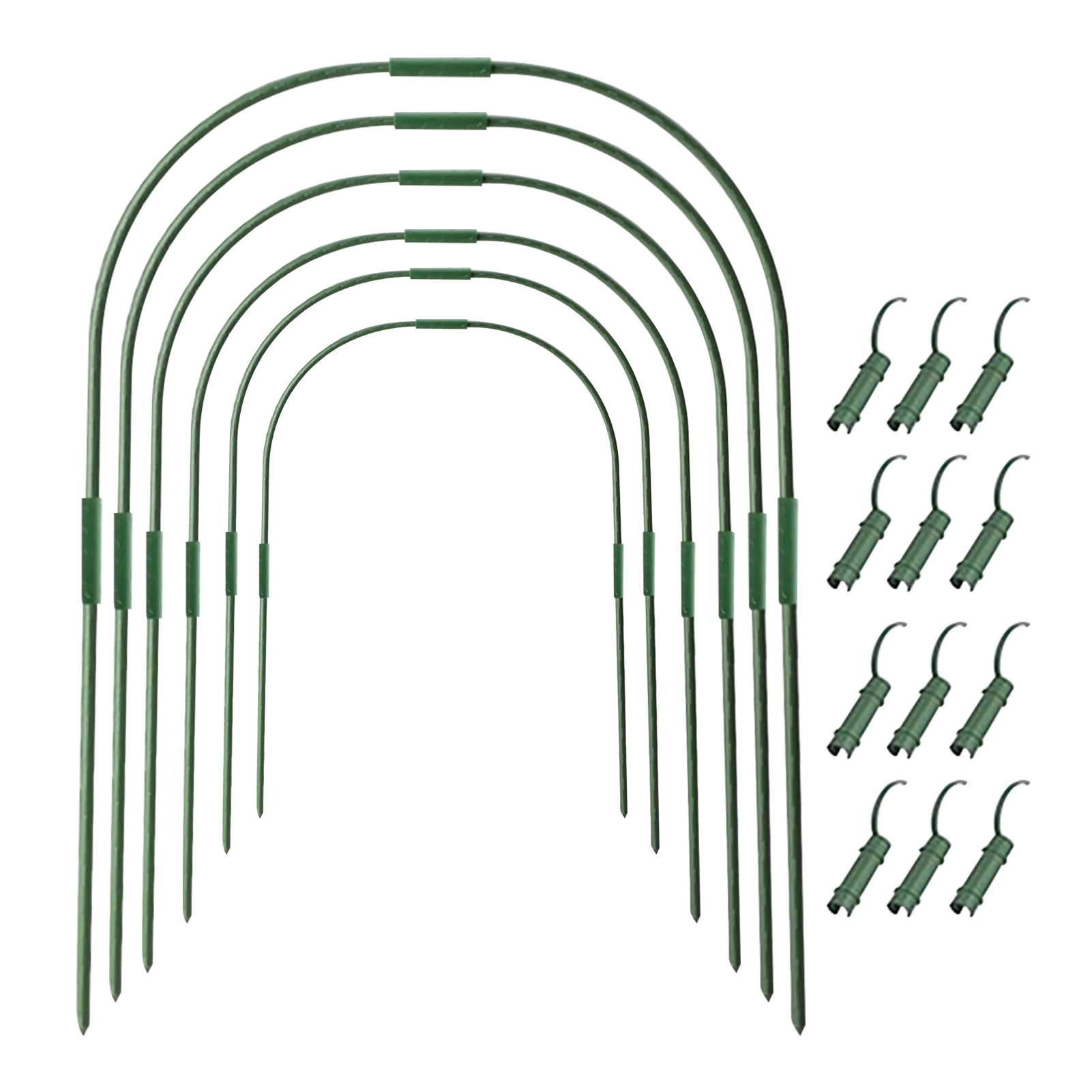 

54pcs Growing Sturdy Frame Tunnel Protective Steel Greenhouse Hoop Set Garden Plant Support Stakes Vegetable Row Cover Clip DIY