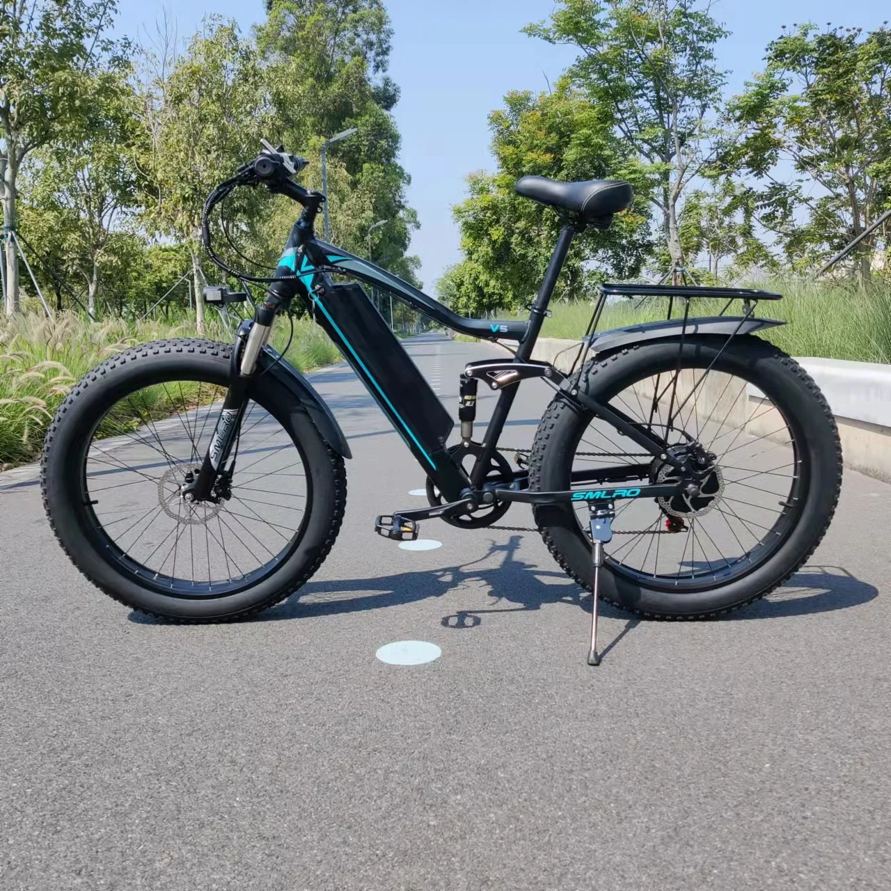 

Cruiser Electric Bicycle Mountain City Road Bike 48V 1000W 13AH 26" Fat Tire MTB With Full Suspension Dropship SMLRO V5