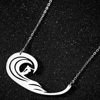 tulx stainless steel beach wave pendant necklaces for men women surfer island nautical sports lover jewelry accessories