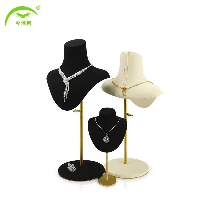 New metal mannequin jewelry stand portrait jewelry display stand neck display props hanging necklace display stand in stock