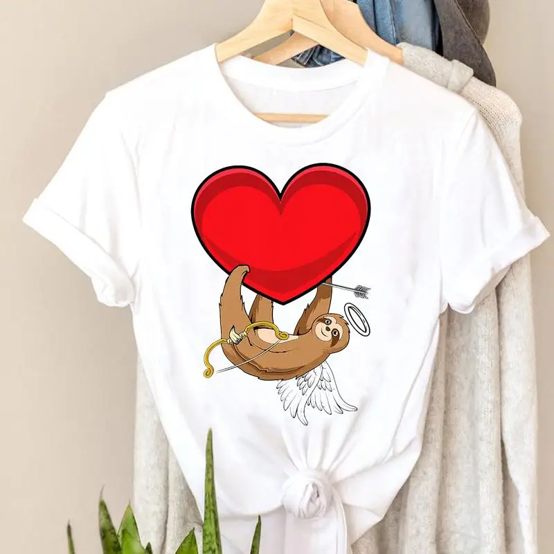 Женские футболки для ленивого Дня Святого Валентина женская одежда с коротким