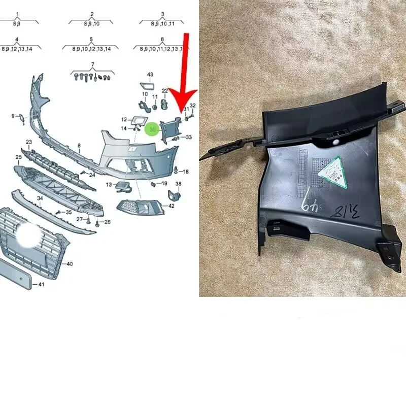 

Накладка на передний бампер OEM для Audi A4 S4 B9 2016-2019 8W 0121763 D 8W 0121764 Д