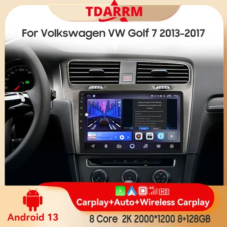 2din для Volkswagen VW Golf 7 2013-2017 Android 13.0 6 + 128G Мультимедийный плеер Автомобильное радио