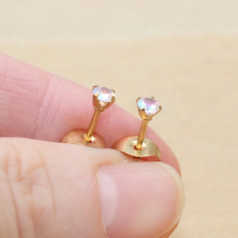 Размер от 2 мм до 5 фотоэлемент с круглыми цветными фианитами AB Женская для мужчин