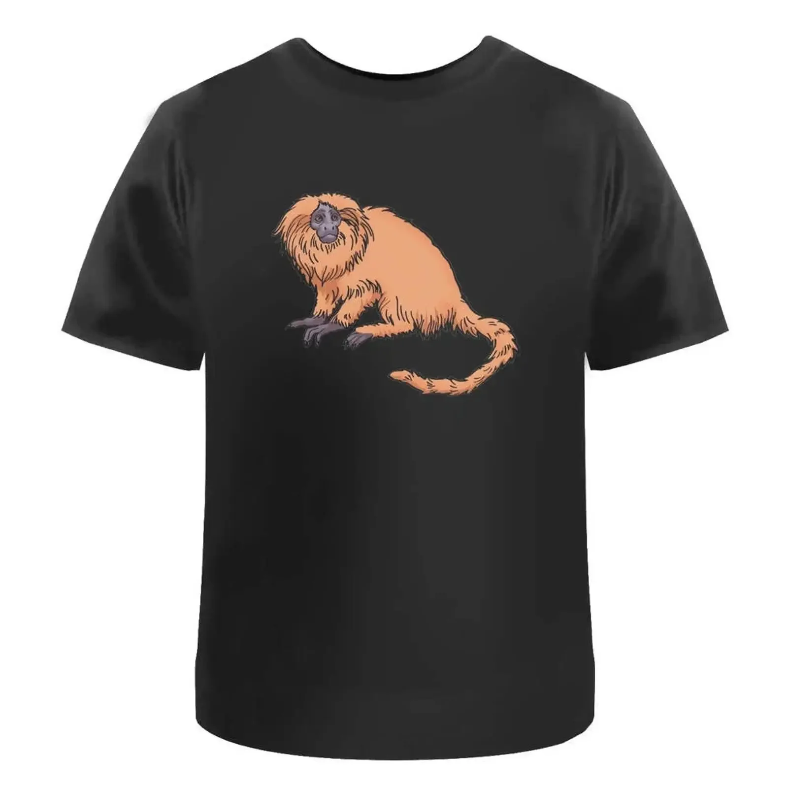 Фото Футболка 'Golden Lion Tamarin' из 100% хлопка, размер S-XXL, TA057479, винтажная, с эффектом потертости, модный графический принт, дизайнерская одежда в стиле стритвир. №1