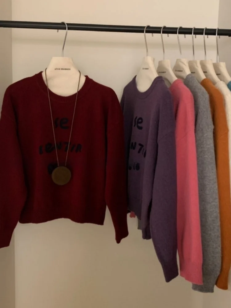 Тринадцать линий Женская одежда Дизайн Sense Свободный утягивающий теплый свитер с