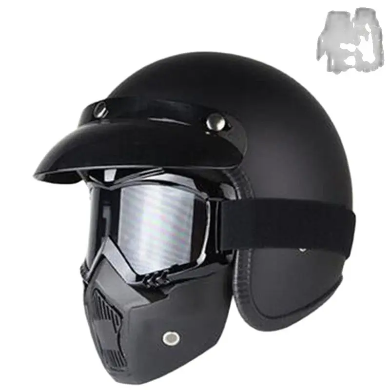 Matte Black Motorcycle Vintage Helmet Open Face Fashion Design Retro Jet Half Helmet  Casque Moto M  L XL