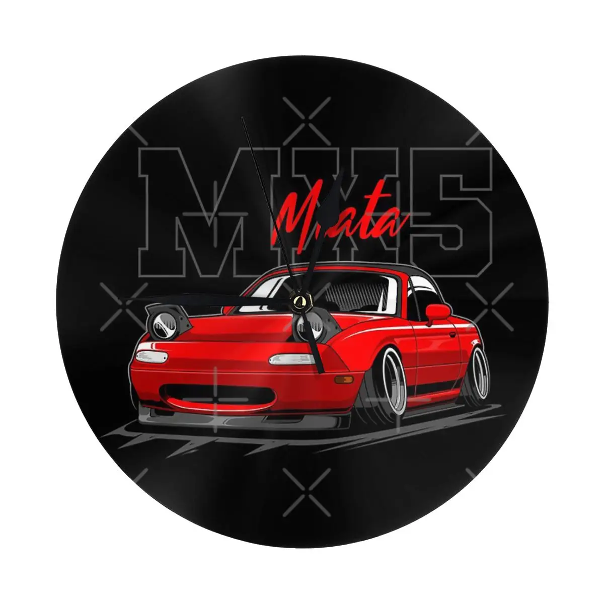 Красные автомобильные настенные часы Miata Jdm украшение комнаты круглые