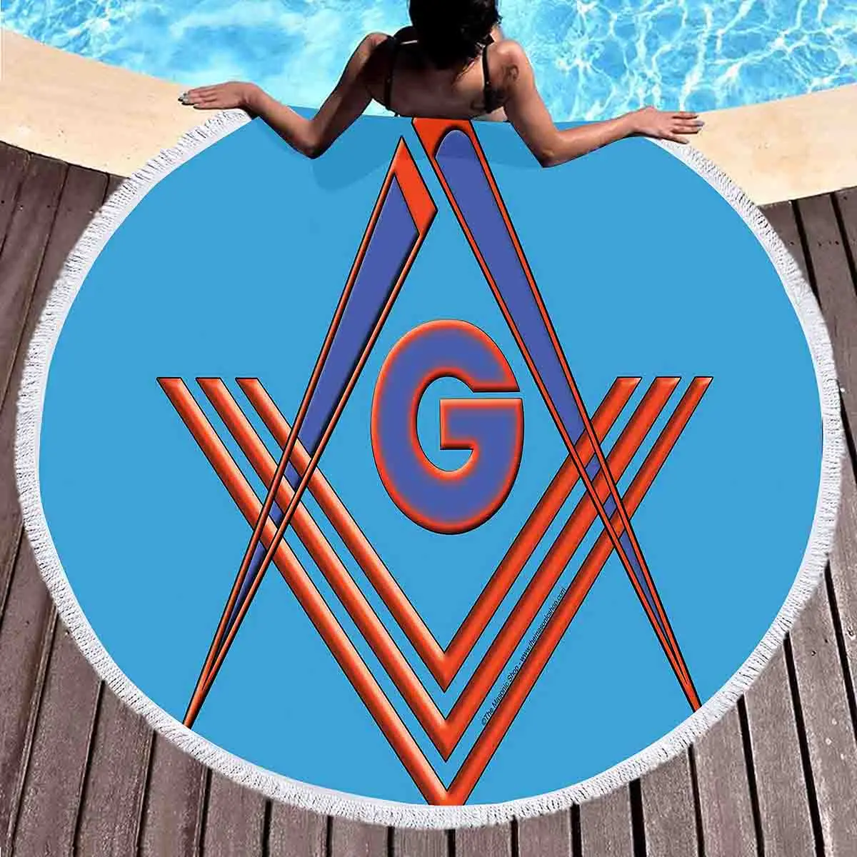 

Круглое пляжное полотенце, устойчивая к песку шаль из полиэстера с масонским принтом, пляжное одеяло, мягкое абсорбирующее быстросохнущее полотенце для бассейна, коврик для пикника
