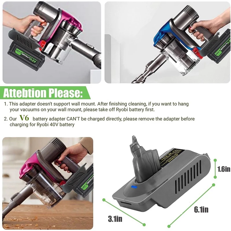 Адаптер RYO40V6 для аккумулятора Ryobi 40 В конвертируемый в сменный беспроводный