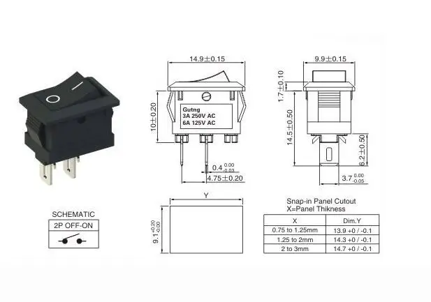 2 шт.лот 10*15 мм SPST 2PIN ВКЛВЫКЛ G130 кулисный переключатель 3A250 В приборная панель автомобиля грузовик RV ATV домашний черный (art.: 3920ced4211bf) - 3920ced4211bf