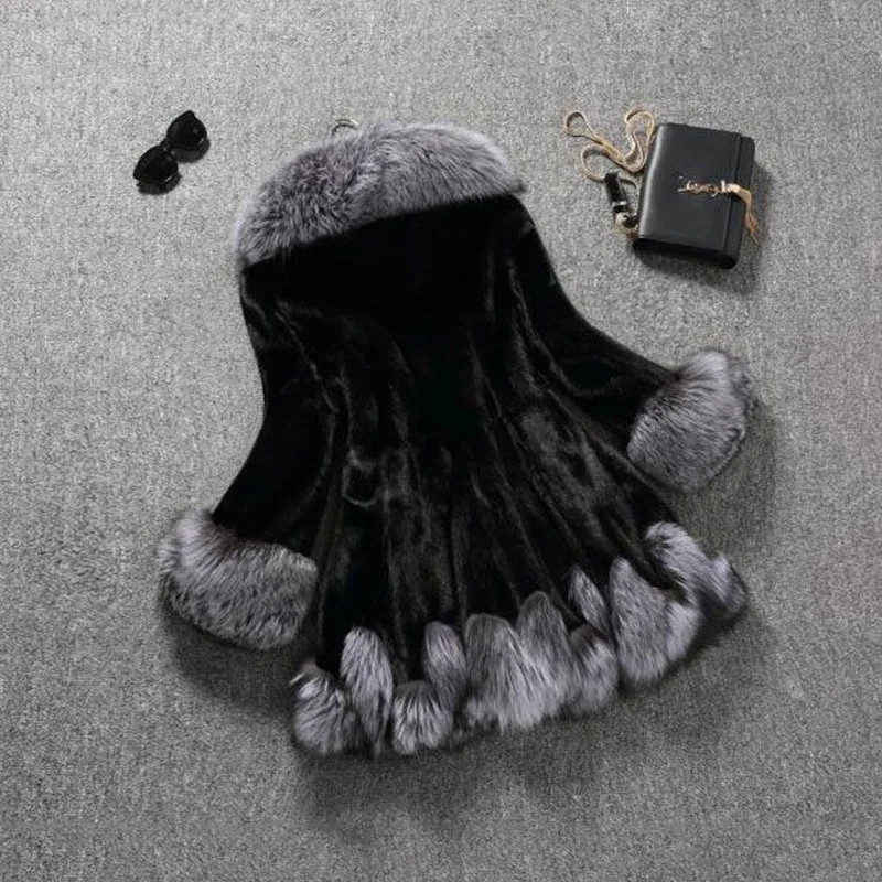 Faux Fur New Coat White Grey Fur Hat Fur Jacket Mink Luxury Long Coat Faux Fur Mink Fur Fox Fur Collar Faux Fur Ladies Coat