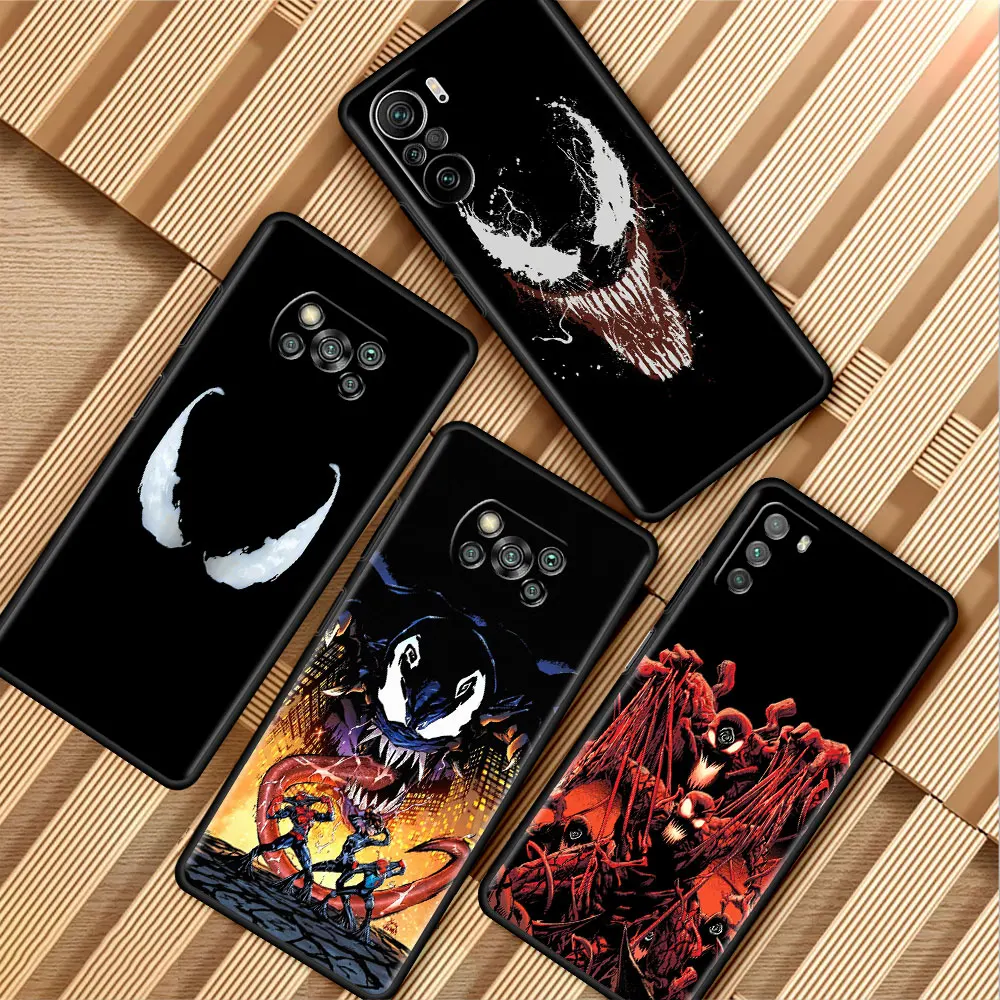 

Phone Case for Xiaomi Mi Poco X3 NFC X4 Pro M3 M4 C40 F3 11T F1 11 Lite for Redmi Note 10 9s Black Funda Marvel Comics Venom