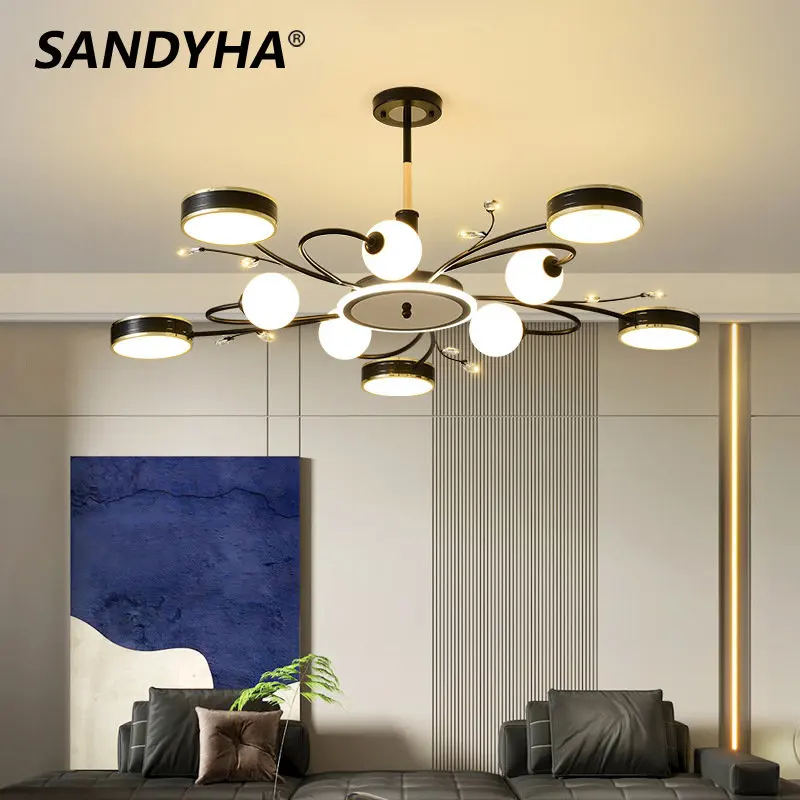 

SANDYHA Lampadario Led Chandeliers for Bedroom Living Dining Room Kitchen Hanging Lamp Lampara Colgante Hanglamp Pendant Lights