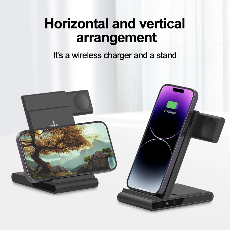

30W Wireless Charger Stand 3 in 1 For iPhone 15 14 13 12 Pro Max 11 X Fast Charging Dock Station For Apple Watch 9 8 7 6 Airpods