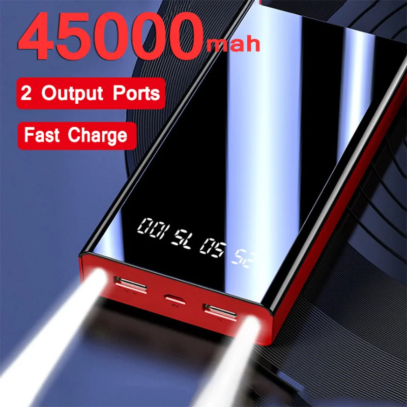 

45000mah Two-way Fast Charge Power Bank Digital Display External Battery with Flashlight Portable Charger for iphone Xiaomi
