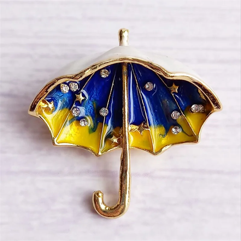 

New Creative Personality Starry Sky Umbrella Brooches for Women Suit Coat Corsage Starry Lapel Pins Fashion Clothing Accessories