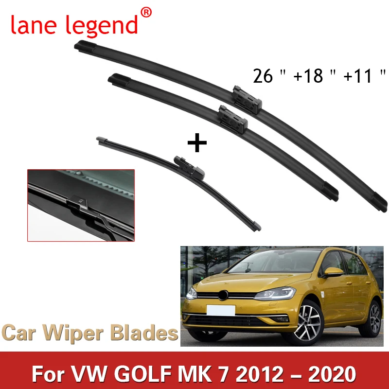

LHD Wiper Front Rear Wiper Blades Set For VW Golf MK 7 2012-2020 2019 2018 2017 2016 2015 Windshield Windscreen 26"18"11"