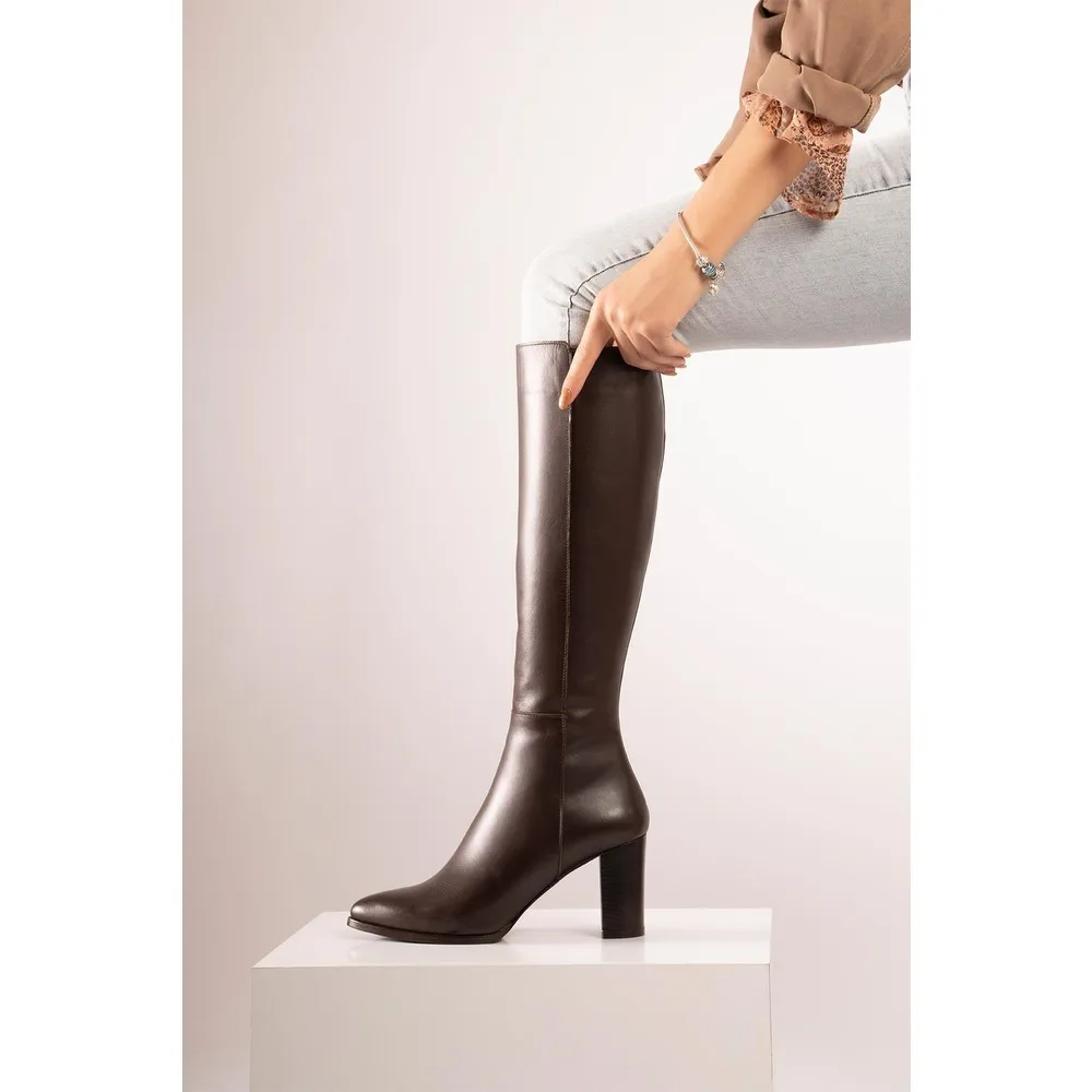 

Dorlie Female High-Heeled Boots Pointed toe Zipper Long Size