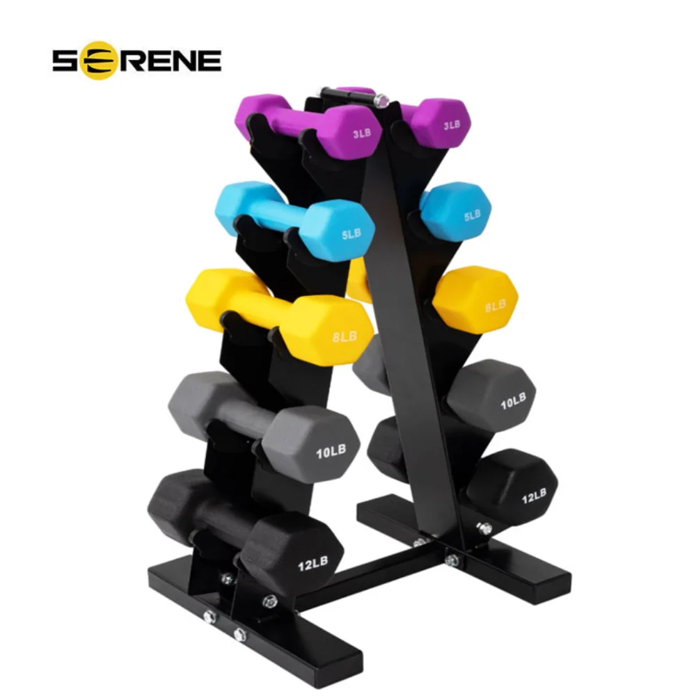 

BalanceFrom Dumbbell Set with Stand (3lbs, 5lbs, 8lbs, 10lbs, 12lbs Set) Dumbell Weights Leg Dumbbells fitness equipment gym