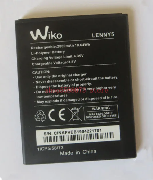 

2800mAh 3.8V Wiko Lenny 5 Battery For Wiko Lenny 5 Mobile Phone Batterie Bateria Replace Parts