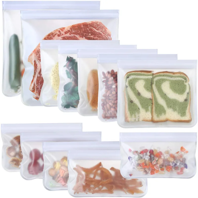10pcs Translucent Frosted PEVA Food Storage Bags Refrigerator Food Storage Storage Bags Self-Sealing Food Bags ziplock bag