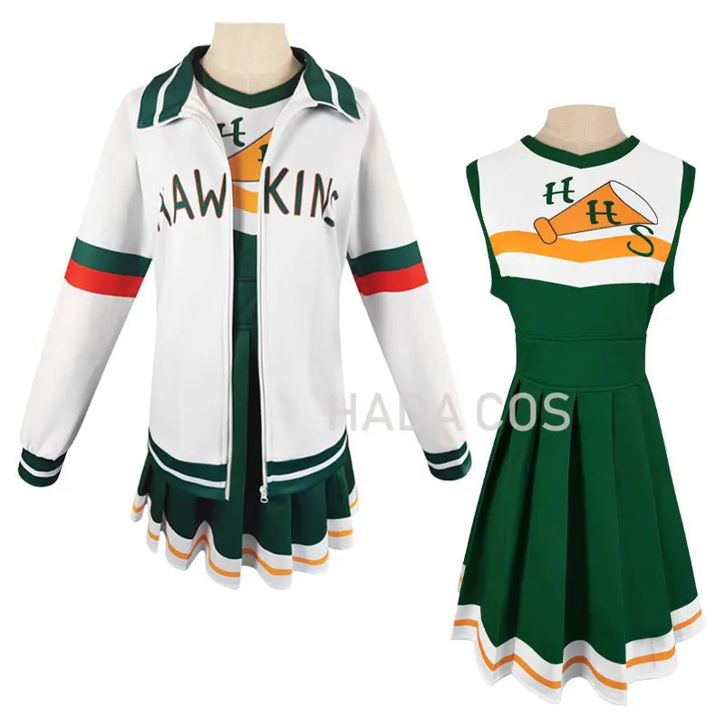 Chrissy Cunningham Cosplay Costume Stranger Things Season 4 Cheerleader Props Hawkins High School Lucas Sinclair Jacket Dress |