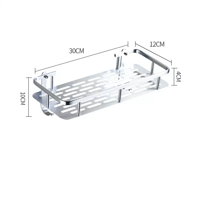 

2023 Shelf Shower Shelf Adhesive Aluminum Shower Caddy For Shampoo Holder Kitchen Rack Storage Organizer No Drilling Rectangle