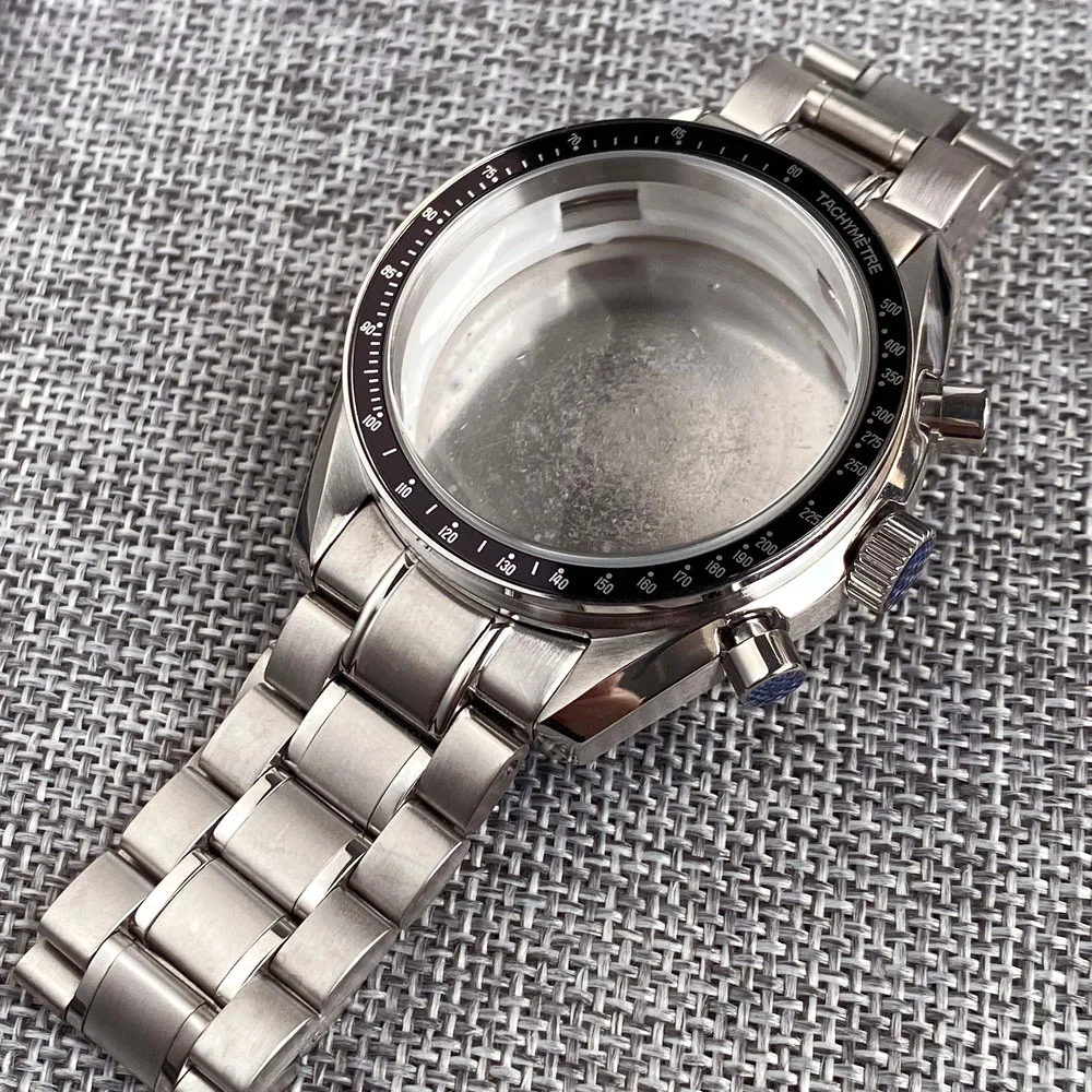 Фото Для Speedmaster 40 мм VK63 серебряный корпус для часов синий зеленый черный серебряный вставка для VK63 кварцевый хронограф механизм стальной браслет №4
