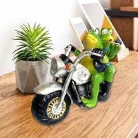 biker frog and his old lady figurine garden frog resin cowboy frogs riding motorcycle miniature table sculpture crafts wo