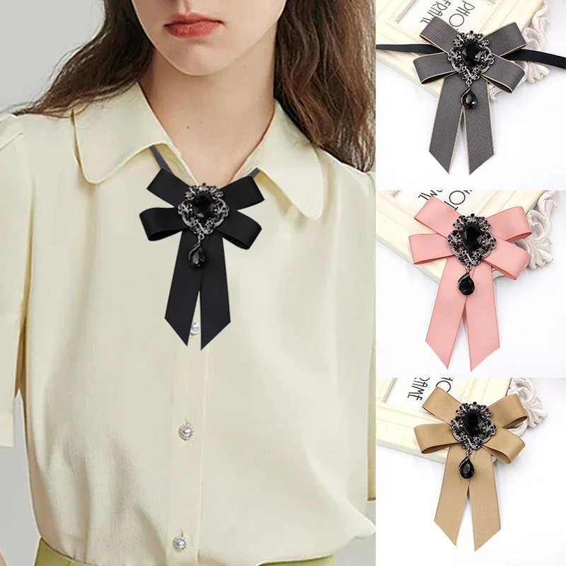 

Женский галстук-бабочка с кристаллами, галстук-бабочка для колледжа, элегантная лента, винтажная булавка для воротника, подарок, мужские ювелирные аксессуары