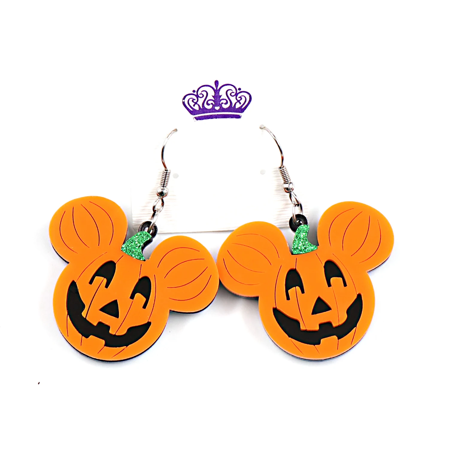Halloween Earrings Mouse Head Dangle Earrings Holiday Acrylic Pumpkin Earrings