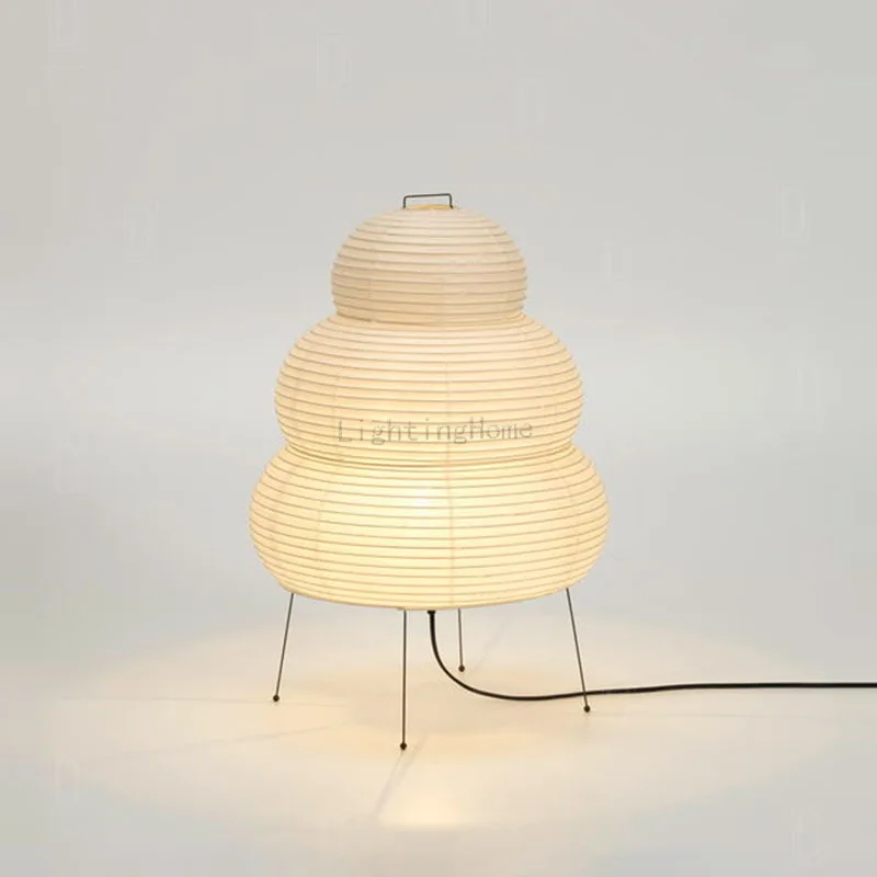 Japanese Design Akari Wabi-sabi Table Lamp White Rice Paper Decorative Desk Lights for Bedroom Living/Dining Room Study Loft