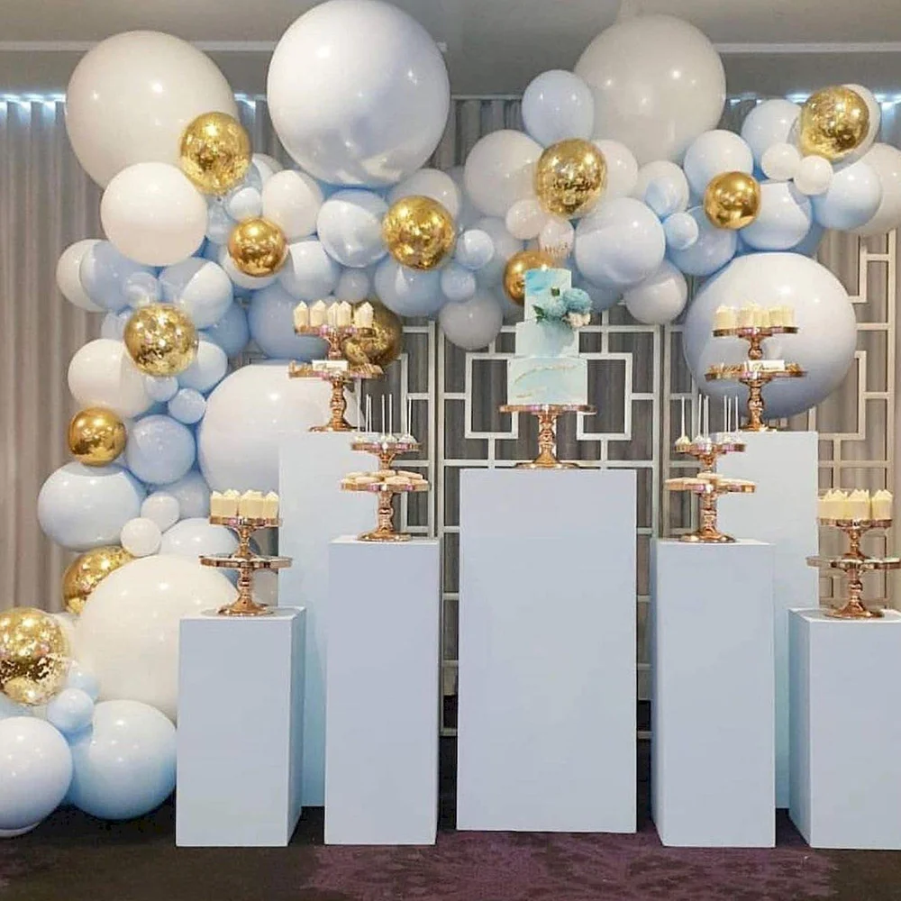 

128pcs Balloon Garland Set 36 Inch Blue Platinum Chrome Wedding Party Baby Shower Party Decoration Supplies