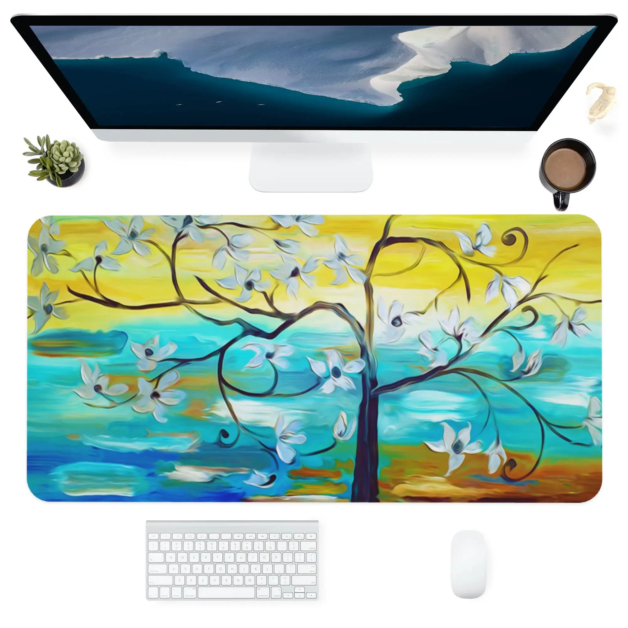 

Large Mouse Pad Mousepad Water Paint Mat Gaming Extended Desk Pad Computer Deskmat Rug Larg Mous Tabl Gamer XXL Mause Mats Tree