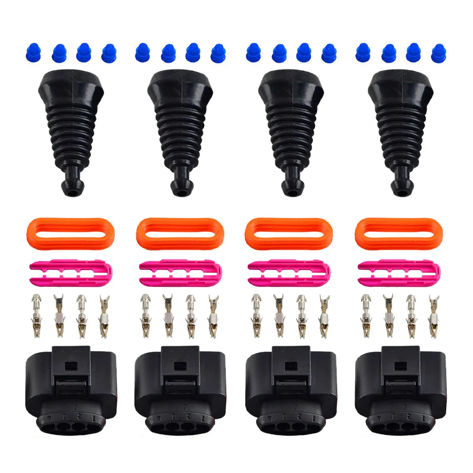 

4 Pieces Ignition Coil Connector Harness Connector Repairing Kit Easy to Install Premium for A6 Accessory 1J0998724 Parts