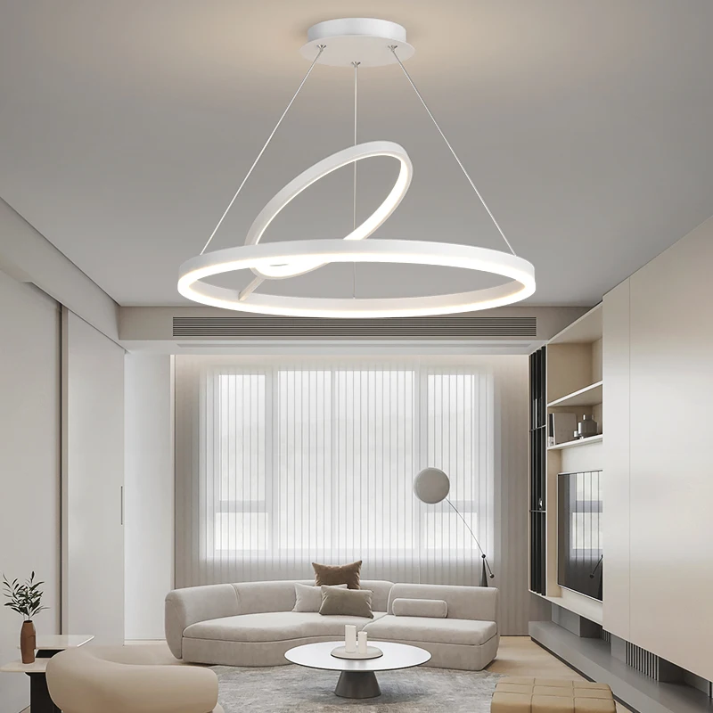 

Modern LED chandelier simple living room bedroom study chandelier Nordic new style ring dining room ceiling chandelier