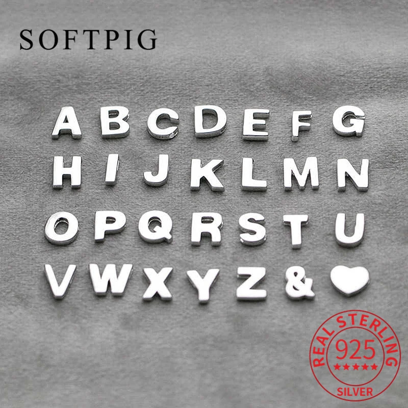 Реальные 925 стерлингового серебра 26 колье с подвеской в виде буквы для модные