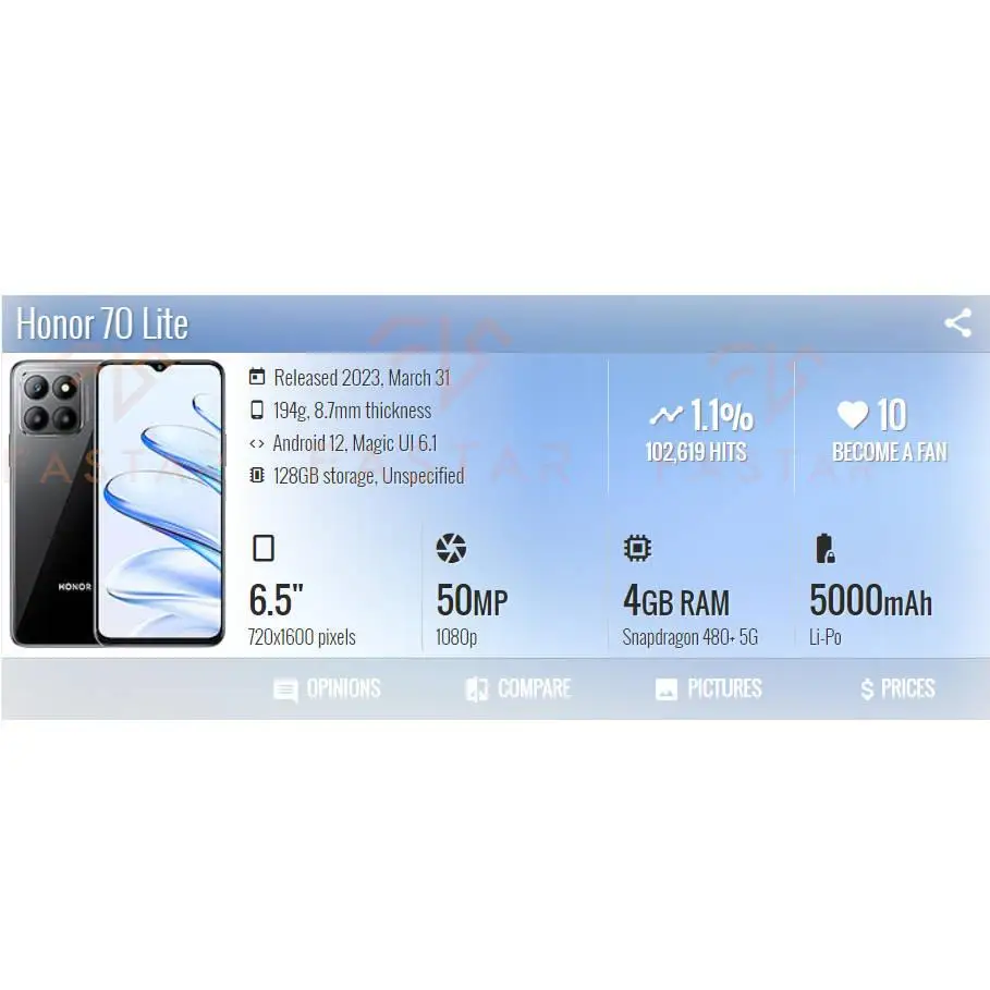 70 Lite 6 5 &quotоригинал для Huawei Honor 5G RBN-NX1 ЖК-дисплей с сенсорным дигитайзером в сборе