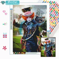 5d diamond painting alice in wonderland full square round embroidery clown cross stitch love the cheshire cat needlework gifts