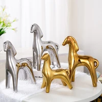 creative simple modern animal pony ceramic ornaments home living room model soft assembly decoration crafts