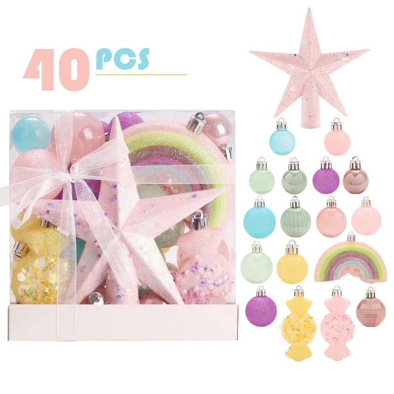 1 комплект набор елочных шаров радужного цвета небьющийся подвесной шар со